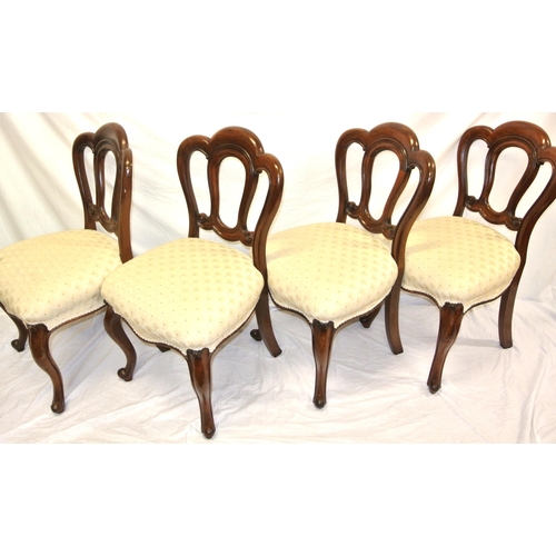 368 - Set of 4 balloon back occasional chairs with shaped rails, serpentine fronted upholstered seats, on ... 