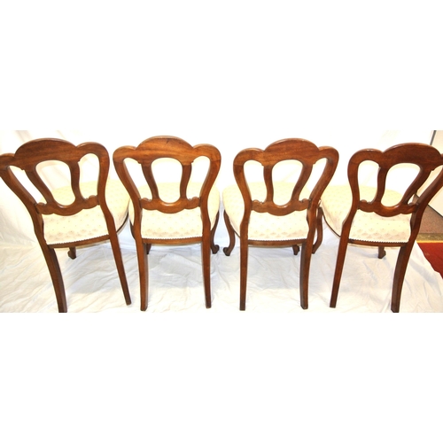 368 - Set of 4 balloon back occasional chairs with shaped rails, serpentine fronted upholstered seats, on ... 