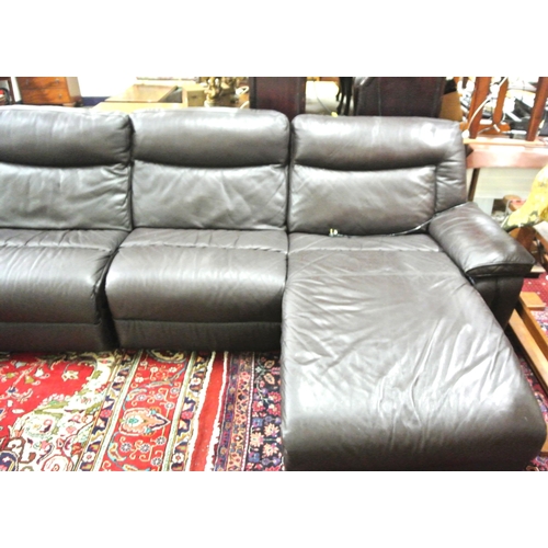 370 - 4-section leather covered lounge or livingroom suite with 2 recliners.