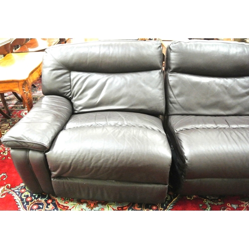 370 - 4-section leather covered lounge or livingroom suite with 2 recliners.