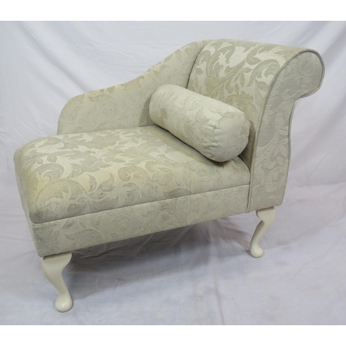 377 - Victorian style window or telephone chaise with foliate upholstery and cabriole legs