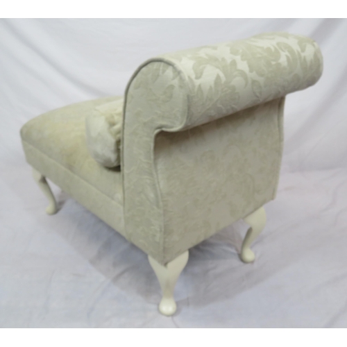 377 - Victorian style window or telephone chaise with foliate upholstery and cabriole legs