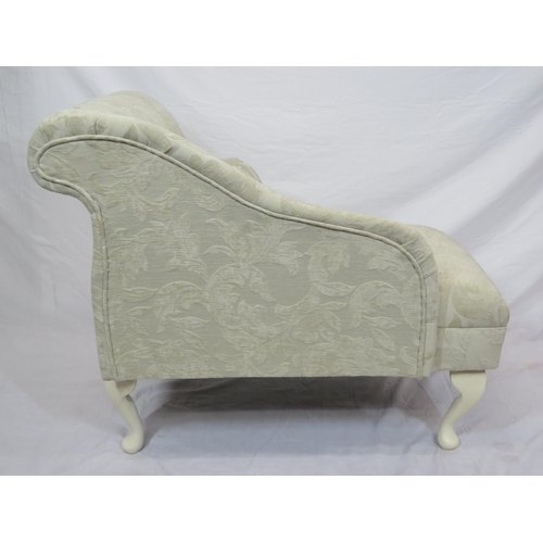 377 - Victorian style window or telephone chaise with foliate upholstery and cabriole legs