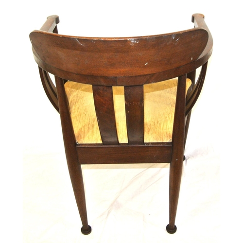 385 - Victorian mahogany open tub chair with shaped rails, on baluster turned legs