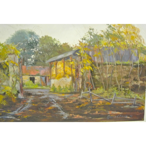 46 - Gretta O'Brien 'Farm sheds and barns' oil on canvas 50x75cm signed