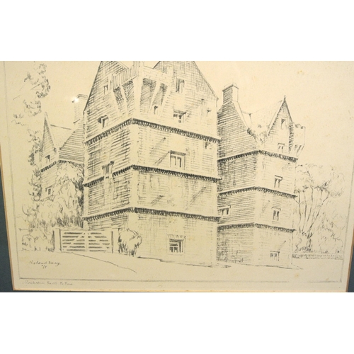 48 - Roland May 'Monkstown Castle, Co. Cork' charcoal 26x36cm signed