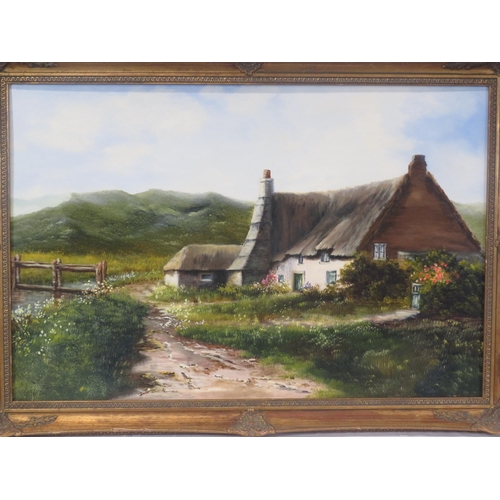 51 - Dale 'Thatched cottage' oil on board 50x75cm signed