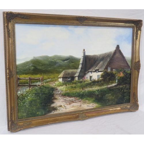 51 - Dale 'Thatched cottage' oil on board 50x75cm signed