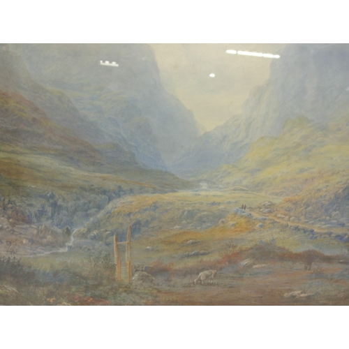 54 - Henry Albert Hartland 'Highland scene with sheep' watercolour 60x92cm signed