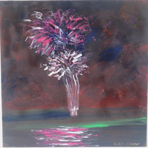 58 - Cahill O'Connor 'Fireworks, Spike Island' oil on canvas 70x70cm signed