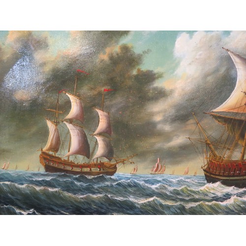 8 - Webb 'Battle ship scene' oil on canvas 57x87cm signed