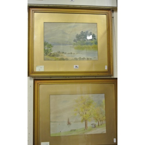 38 - Sarah Williams 'Blackrock Castle' & 'River scene' pair of watercolours 26x36cm each, signed