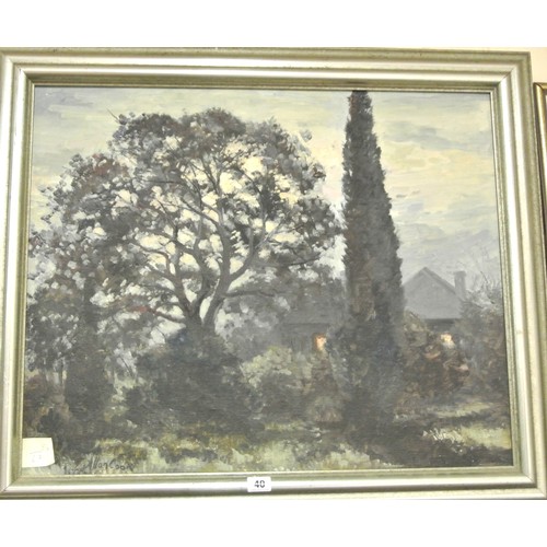 40 - Alan Cook 'Woodside house at evening' oil on board 54x67cm signed