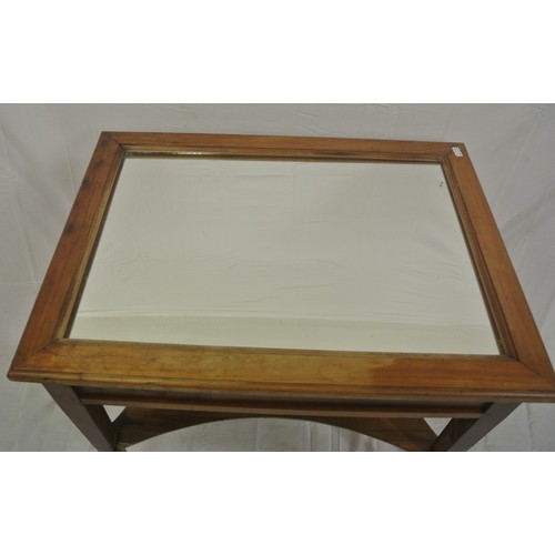 156 - Edwardian style occasional table with mirror inset, concave shelf, on square legs