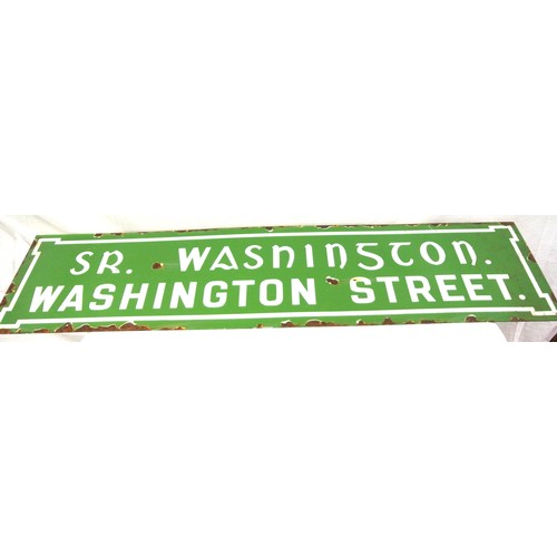 334 - Enamel Street sign 'Washington Street' H 25 x L 100 cm