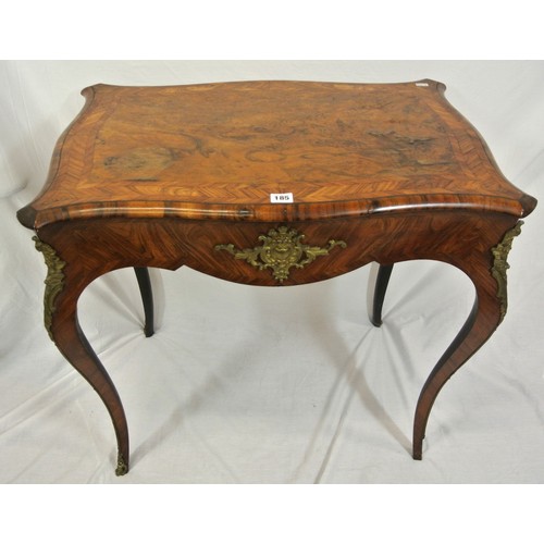 185 - Louis XV inlaid and crossbanded walnut and rosewood occasional table with serpentine shaped sides, o... 