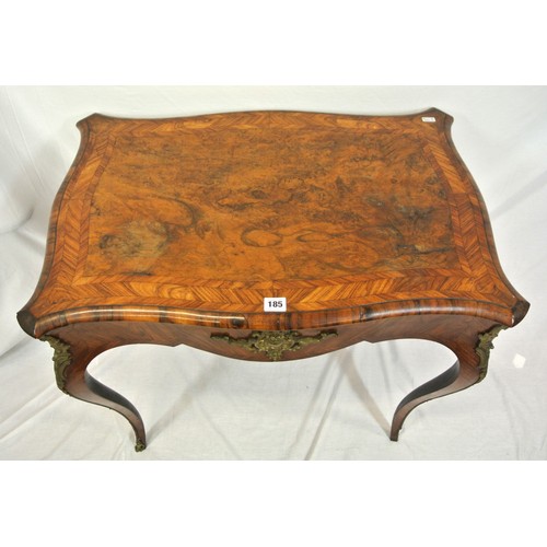 185 - Louis XV inlaid and crossbanded walnut and rosewood occasional table with serpentine shaped sides, o... 