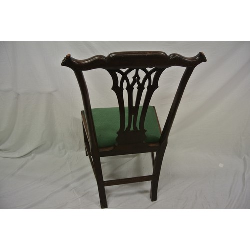 378 - Georgian Chippendale mahogany chair with pierced wheatsheaf splat, on chamfered legs