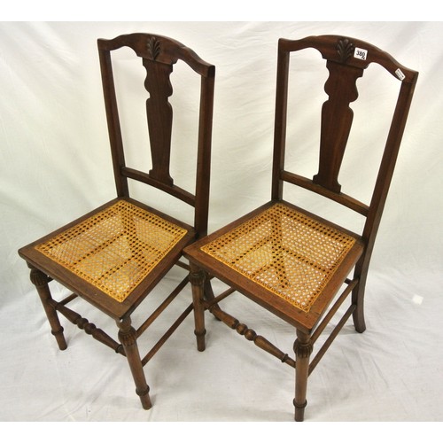 380 - Pair of Victorian bedroom or occasional chairs with shaped splats, wicker seats, turned legs with st... 