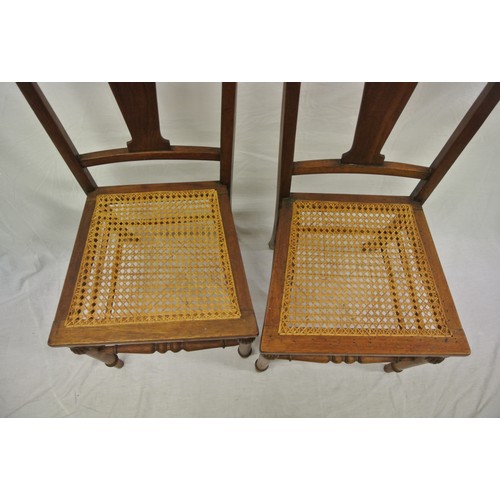 380 - Pair of Victorian bedroom or occasional chairs with shaped splats, wicker seats, turned legs with st... 