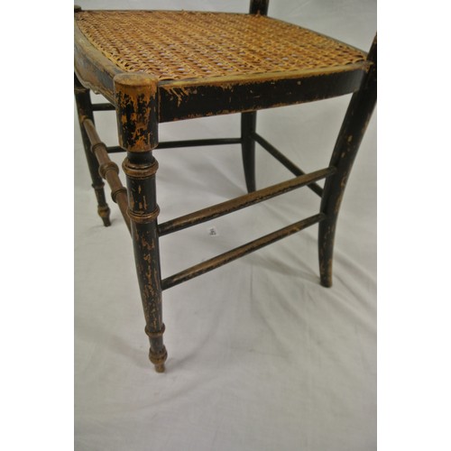 382 - French Empire style occasional chair with railed back, turned columns, wicker seat, turned legs with... 