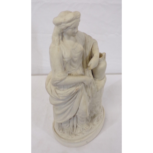 358 - Ornate Parian figure of a lady by a well, on oval base