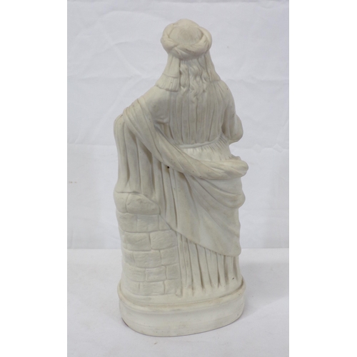 358 - Ornate Parian figure of a lady by a well, on oval base