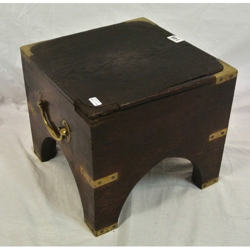 149 - Georgian mahogany low table or stool with brass insets and handles, on bracket feet