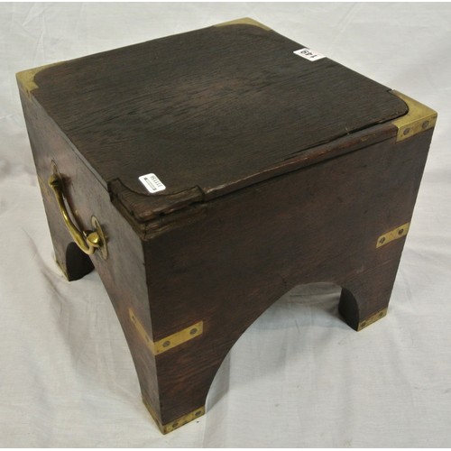 149 - Georgian mahogany low table or stool with brass insets and handles, on bracket feet