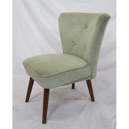 386 - Art deco upholstered occasional chair with buttoned back, on turned tapering legs