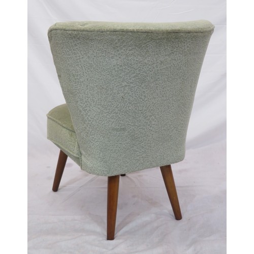 386 - Art deco upholstered occasional chair with buttoned back, on turned tapering legs