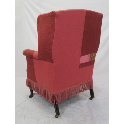 388 - Georgian style wingback armchair with cabriole legs and pad feet