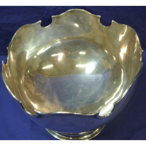 105 - Birmingham George V silver rose bowl with scalloped rim, on round stepped base, 458g, 20cm diam