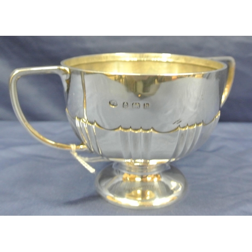 119 - Edward V Birmingham silver sugar bowl with fluted lower body, shaped handles, on round spreading foo... 