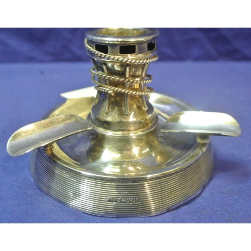 135 - Chester silver candlestick ashtray with wire decoration, on reeded round tapering base 422g(filled) ... 