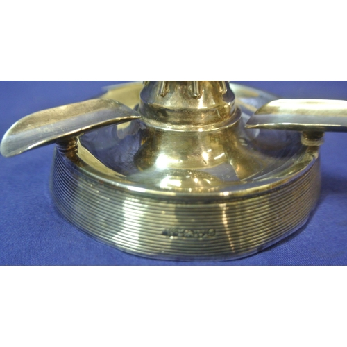 135 - Chester silver candlestick ashtray with wire decoration, on reeded round tapering base 422g(filled) ... 