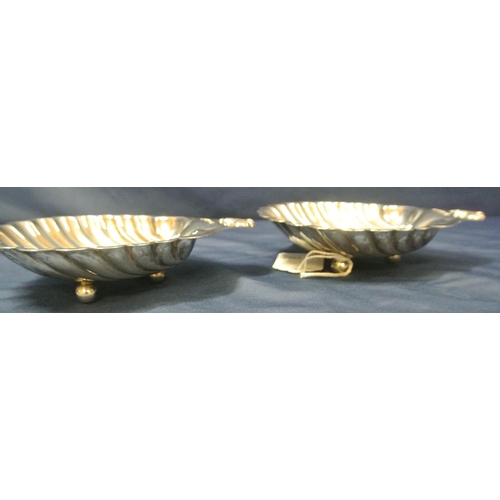 211 - Pair of Irish Provincial Silver shell shaped bon-bon dishes with scalloped rims, on 3 ball feet, by ... 