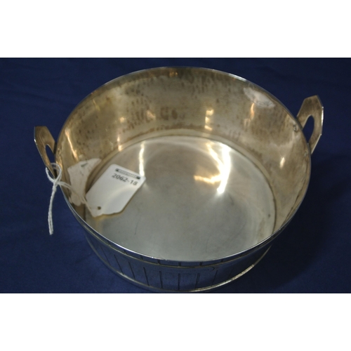 220 - Irish Provincial Silver round sugar bowl of butter pail design with panelled sides and shaped handle... 