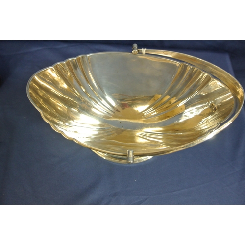 222 - Irish George III silver sugar basket with reeded swing handle, reeded rim, ribbed and foliate decora... 