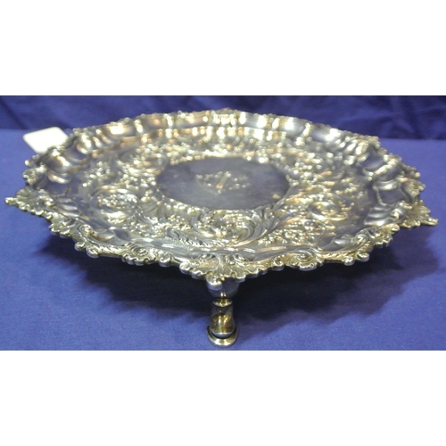 225 - William IV Irish silver salver or tray with ornate raised shell and scroll border, profuse foliate d... 