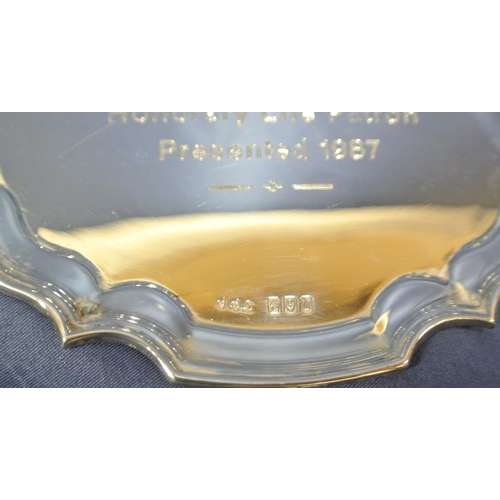 251 - Irish silver salver or waiter with raised shaped rim, with 'Professional Golfers Association' crest,... 