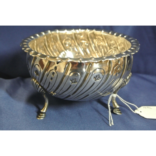 252 - Irish Provincial George III Silver sugar bowl with scalloped decorated rim, reeded body with crested... 