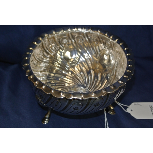 252 - Irish Provincial George III Silver sugar bowl with scalloped decorated rim, reeded body with crested... 