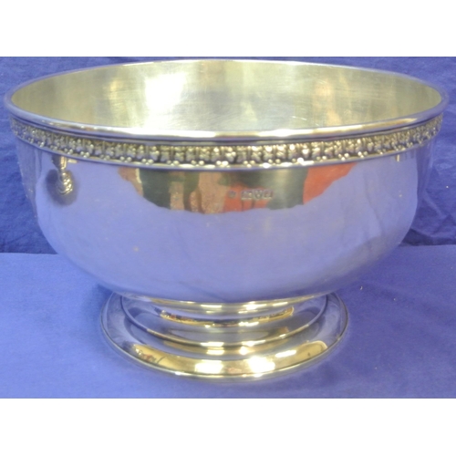 68 - Large Chester Edward VII silver round flower or fruit bowl with floral banded rim, on round spreadin... 