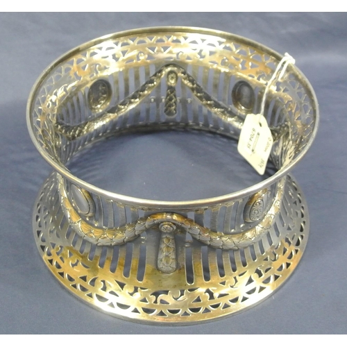 120 - Birmingham silver dish or potato ring, pierced and decorated with swags and cartouches 357g, 20cm di... 