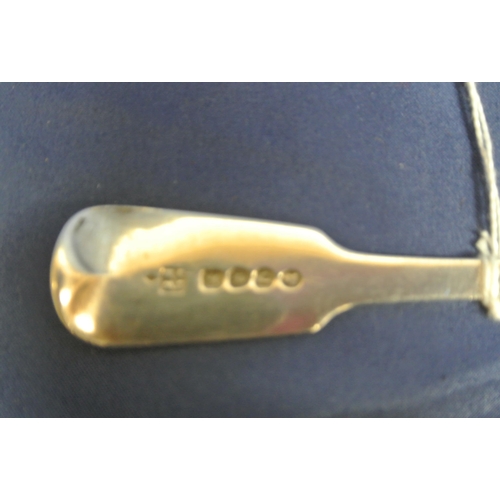 123 - George III London silver dessert spoon with crested fiddle pattern handle, dated 1817, 42g,