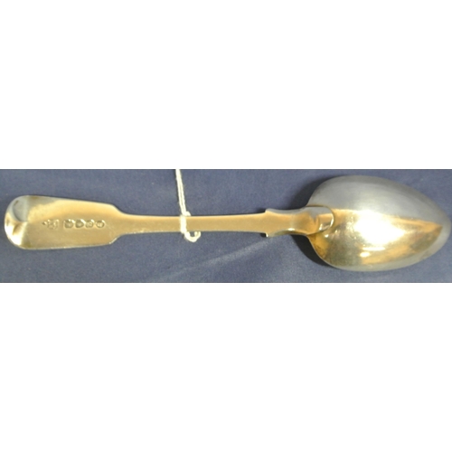 123 - George III London silver dessert spoon with crested fiddle pattern handle, dated 1817, 42g,