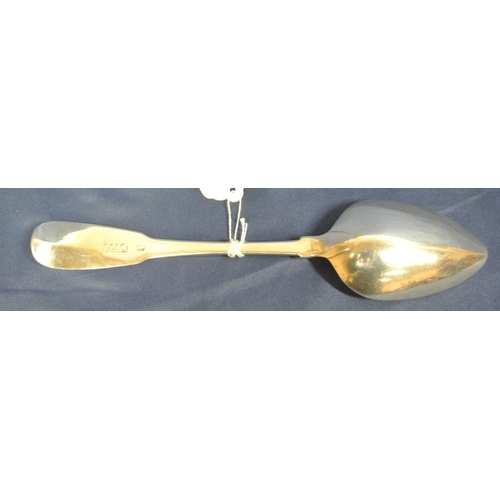 196 - Irish Silver George III tablespoon with crested fiddle pattern handle, by James Scott Dublin 1817, 7... 