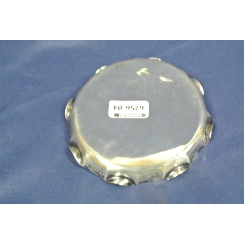 52 - Birmingham silver small round card tray with scalloped rim  D 9 x9cm  W 27g