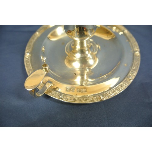 229 - Pair of Irish Provincial Silver chamber candlesticks with decorated rims, vase shaped sconces, handl... 